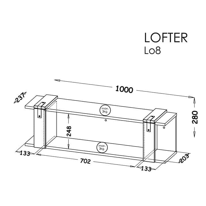 Lofter LO8 fali polc - D