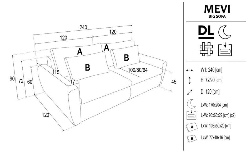 Mevi Big Sofa kanapé - B