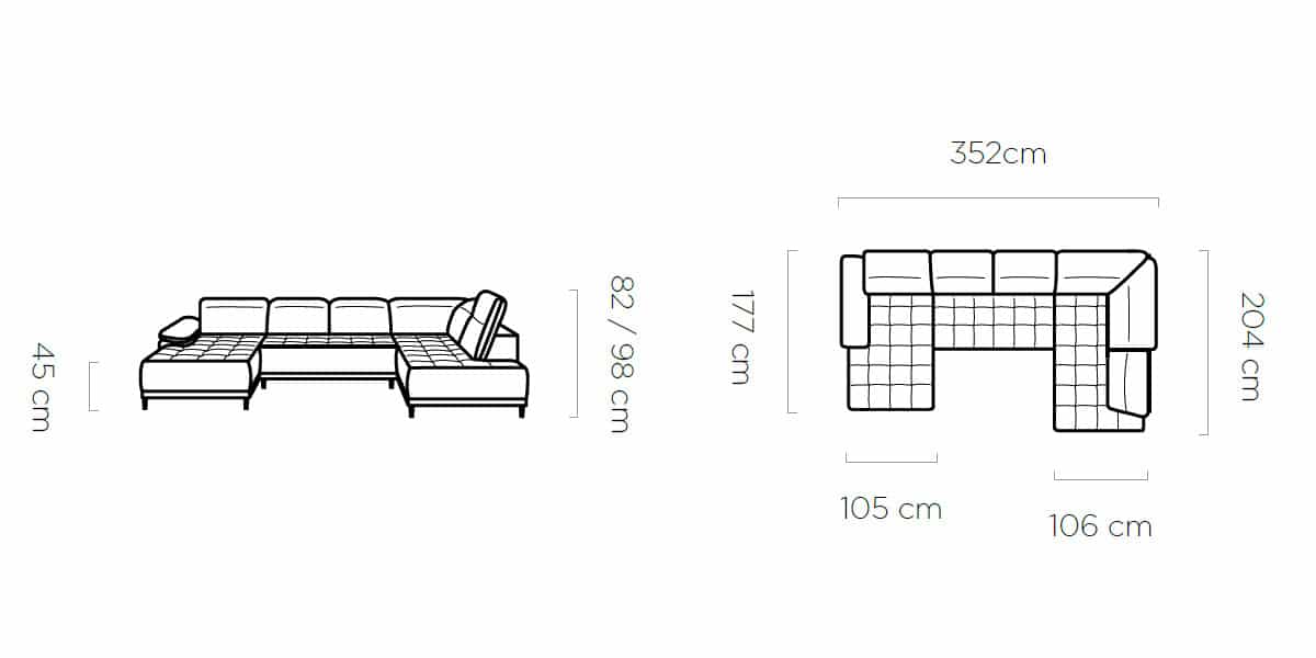 Verona XL U-form - W